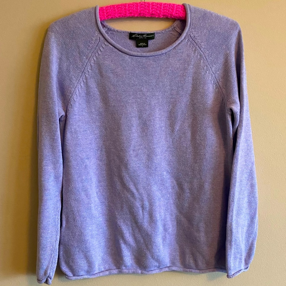 Eddie Bauer Woman’s (S) Lilac Sweater Rounded Neck CottonBlend CUTE Cottagecore